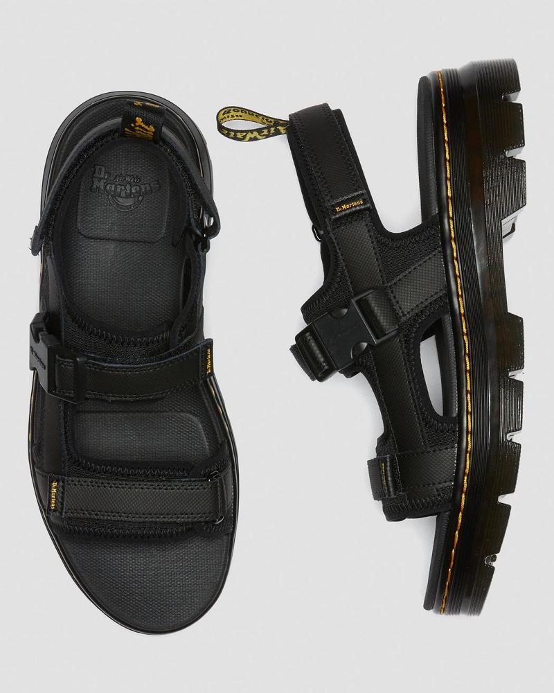 Sandalias Con Tiras Dr Martens Forster Webbing Hombre Negros | MX 169MQZ